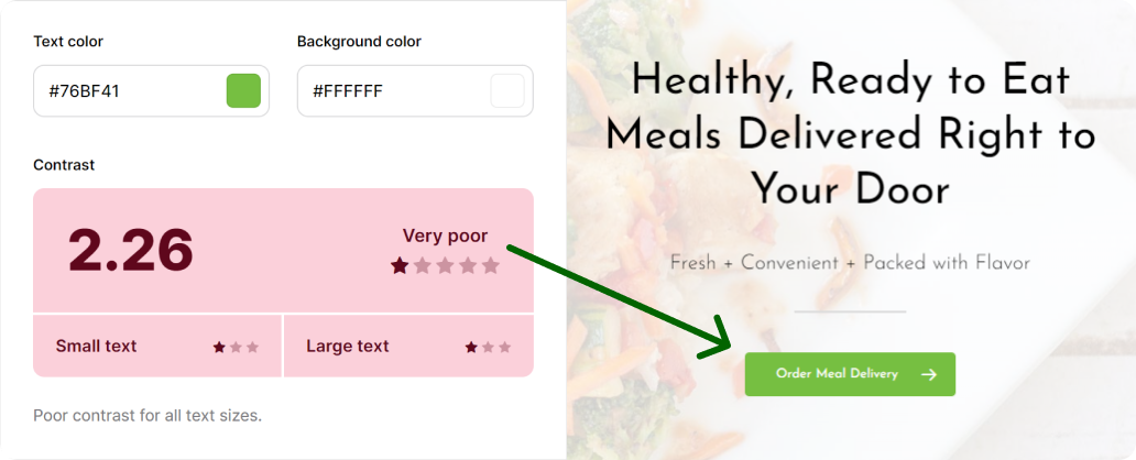 Power Plate Meals brand color had poor contrast when used on user interfaces