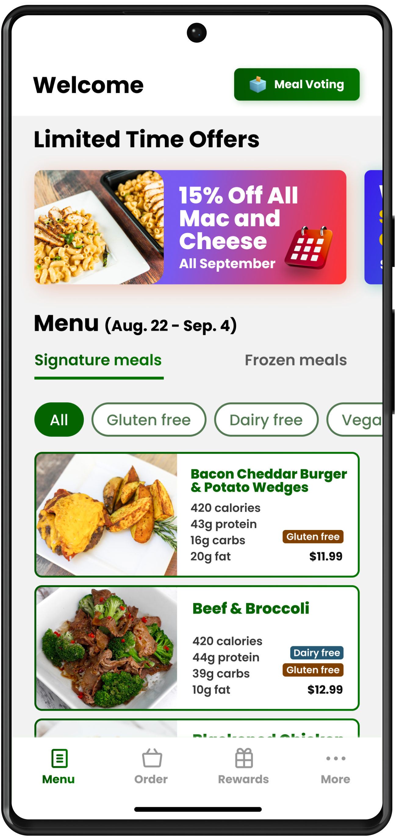 Mobile image of Power Plate Meals concept application